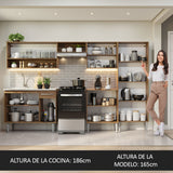 Cocina Integral 293cm con Fregadero Marrón/Gris Emilly 09