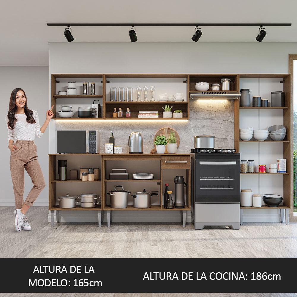 Cocina Integral 293cm Marrón/Gris Emilly 10