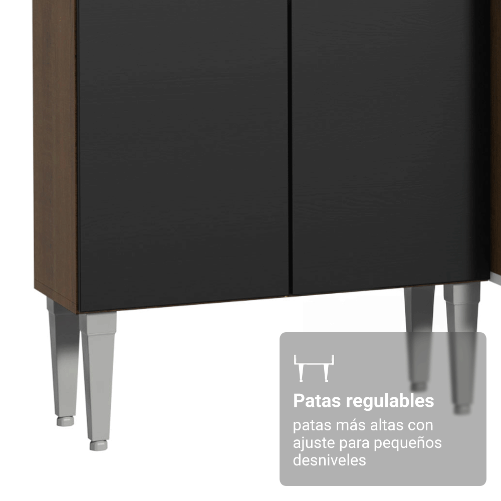 Cocina Integral 325cm Negro/Marrón Emilly Joy