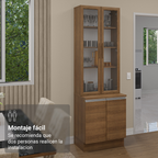 Kit Gabinete Bajo 2 Puertas y Vitrina 70 cm Marrón Glamy Madesa
