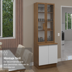 Kit Gabinete Bajo 2 Puertas y Vitrina 70 cm Marrón/Blanco Glamy Madesa