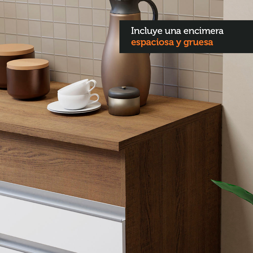 Cocina Integral 150cm Marrón/Blanco con Encimera Glamy  01