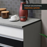 Cocina Integral 150cm con Encimera Glamy Blanco/Negro 01