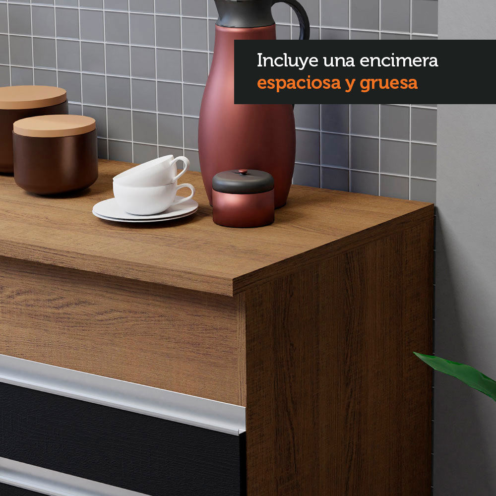 Cocina Compacta 150 cm Marrón/Negro Glamy Madesa