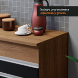 Cocina Integral 150cm con Encimera Glamy Marrón/Negro 01