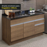 Cocina Compacta 150cm Marrón Glamy 02