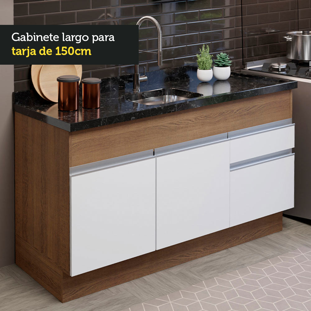 Cocina Compacta 150cm Marrón/Blanco Glamy 02