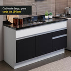 Cocina Compacta 150 cm Blanco/Negro Glamy Madesa