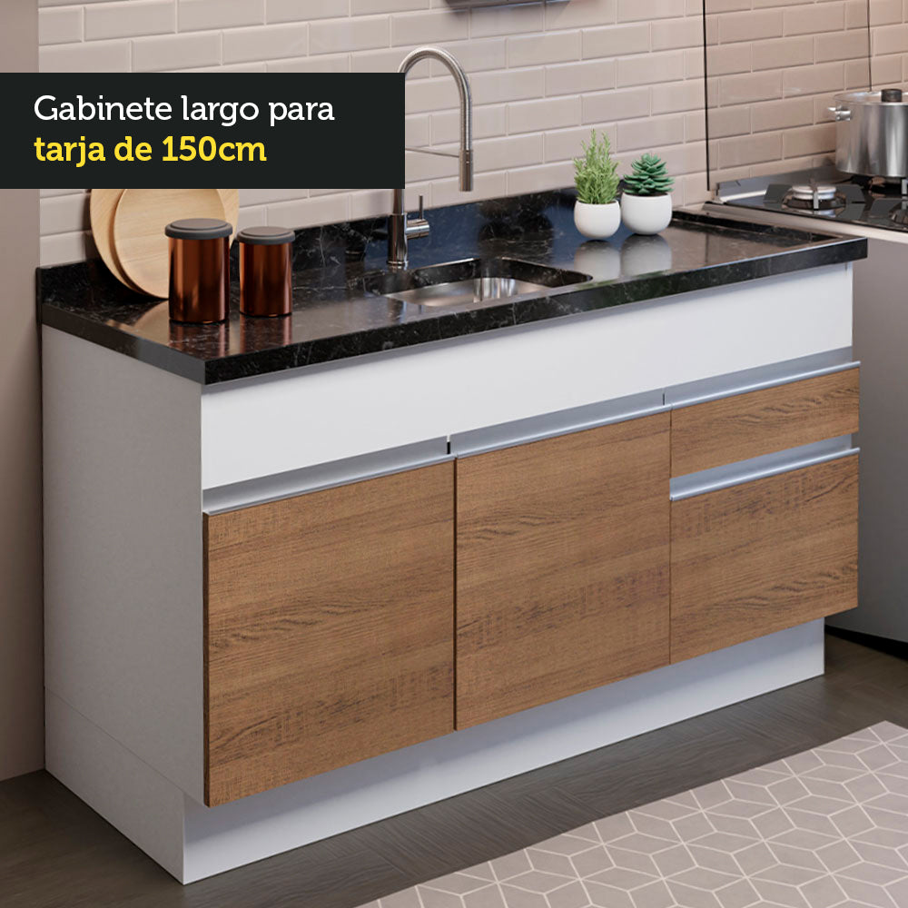 Cocina Compacta 150cm Blanco/Marrón Glamy 02