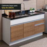 Cocina Compacta 150cm Blanco/Marrón Glamy 02