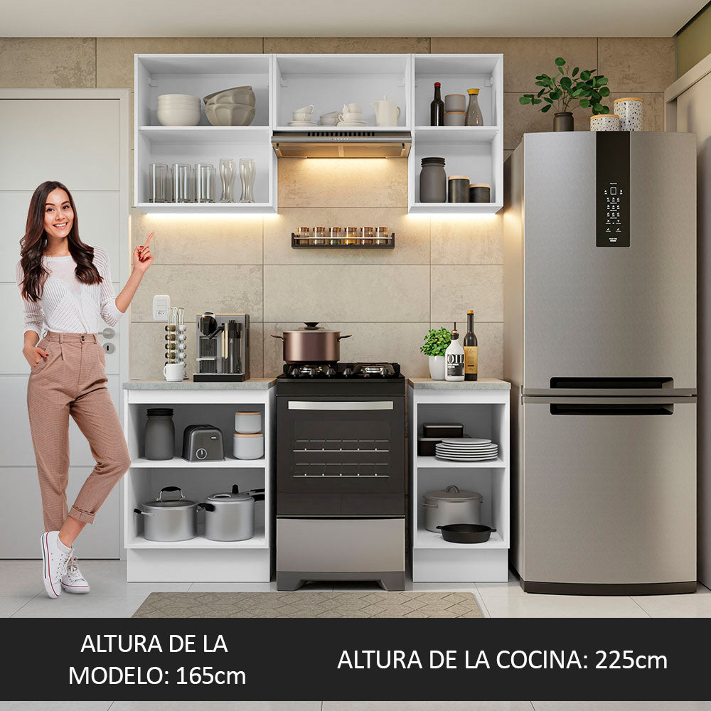 Cocina Compacta 160cm Blanco Glamy 07