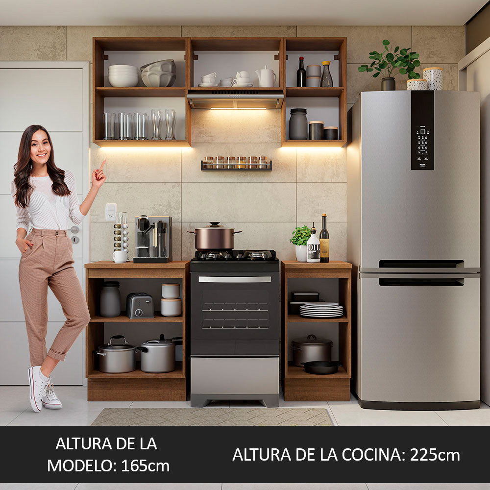 Cocina Compacta 160 cm Marrón/Blanco Glamy Madesa