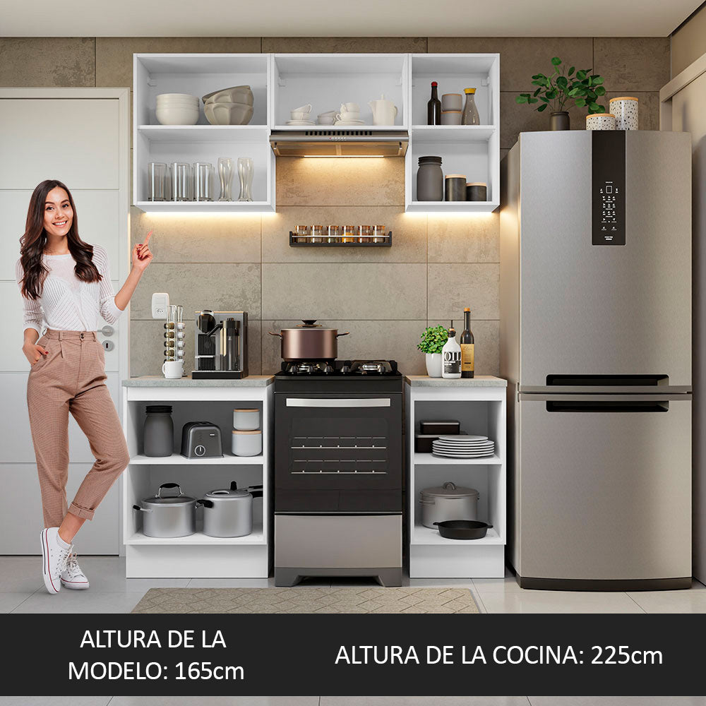 Cocina Compacta 160 cm Blanco/Negro Glamy Madesa