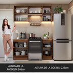 Cocina Compacta 160 cm Marrón/Negro Glamy Madesa