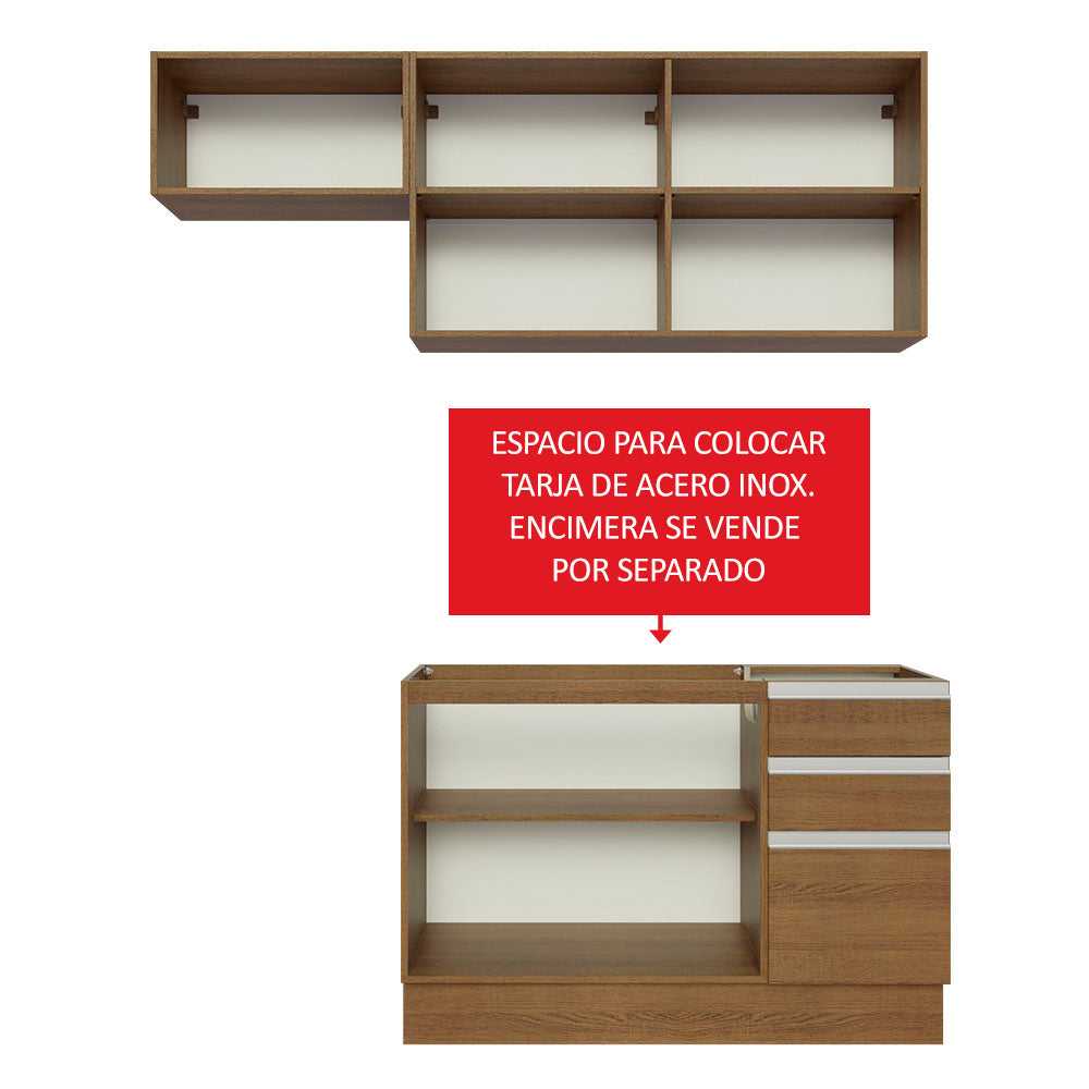 Cocina Compacta 180cm sin Fregadero Marrón Glamy 09