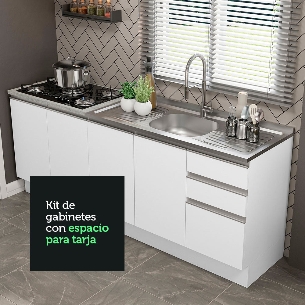 Cocina Compacta 200 cm Blanco Glamy Madesa