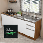 Cocina Compacta 200 cm Marrón/Blanco Glamy Madesa