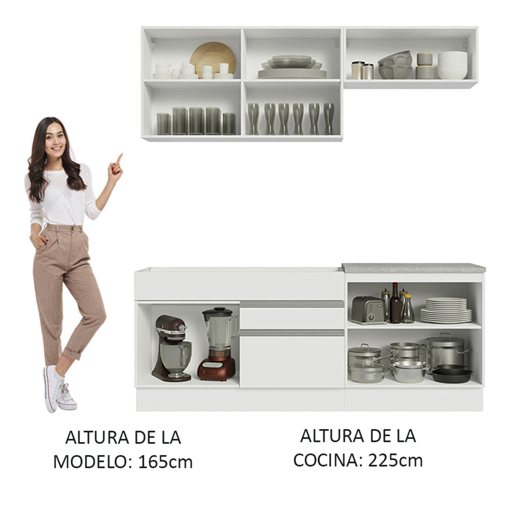 Cocina Compacta 200cm Blanco Glamy 07