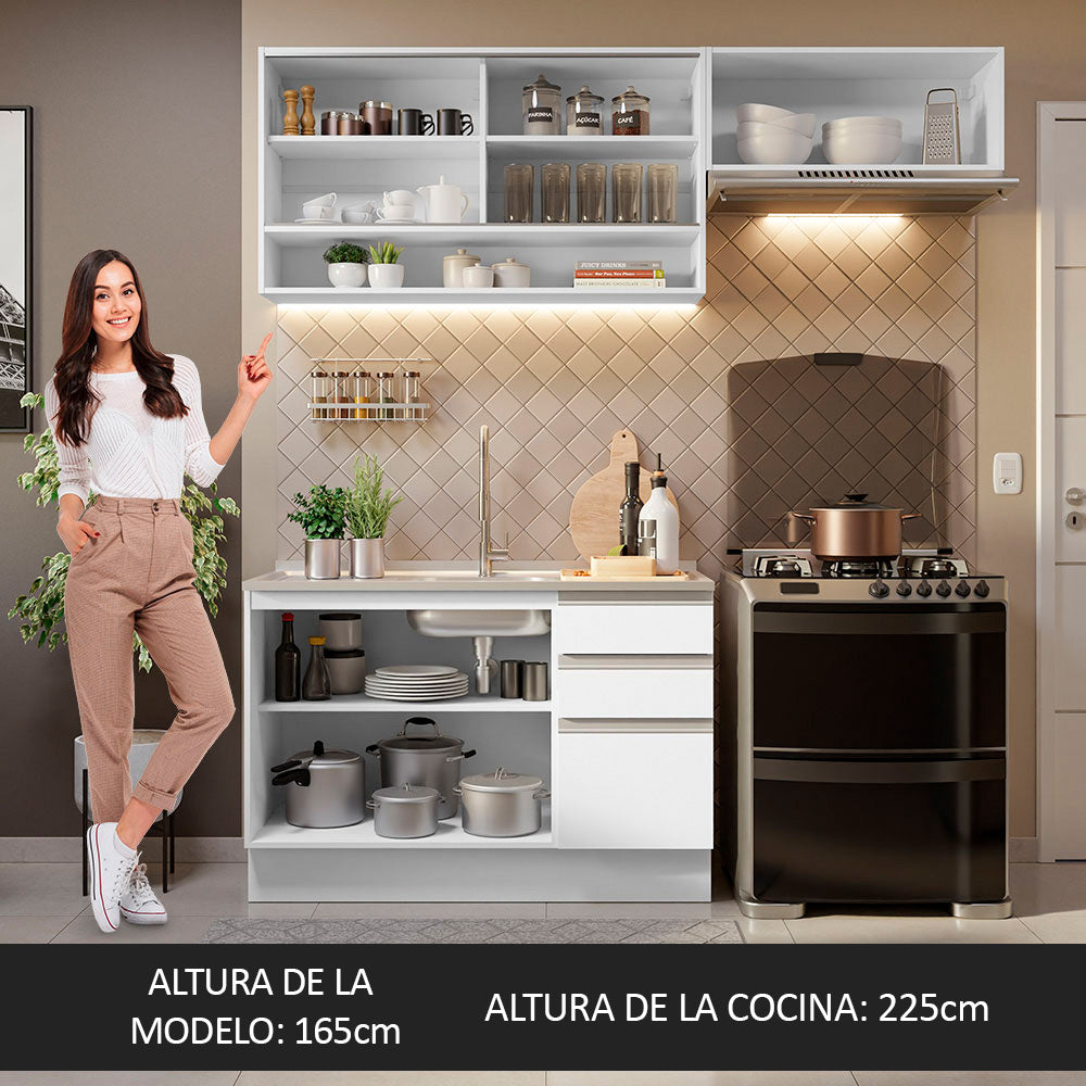 Cocina Integral 200cm sin Fregadero Blanco Glamy 08