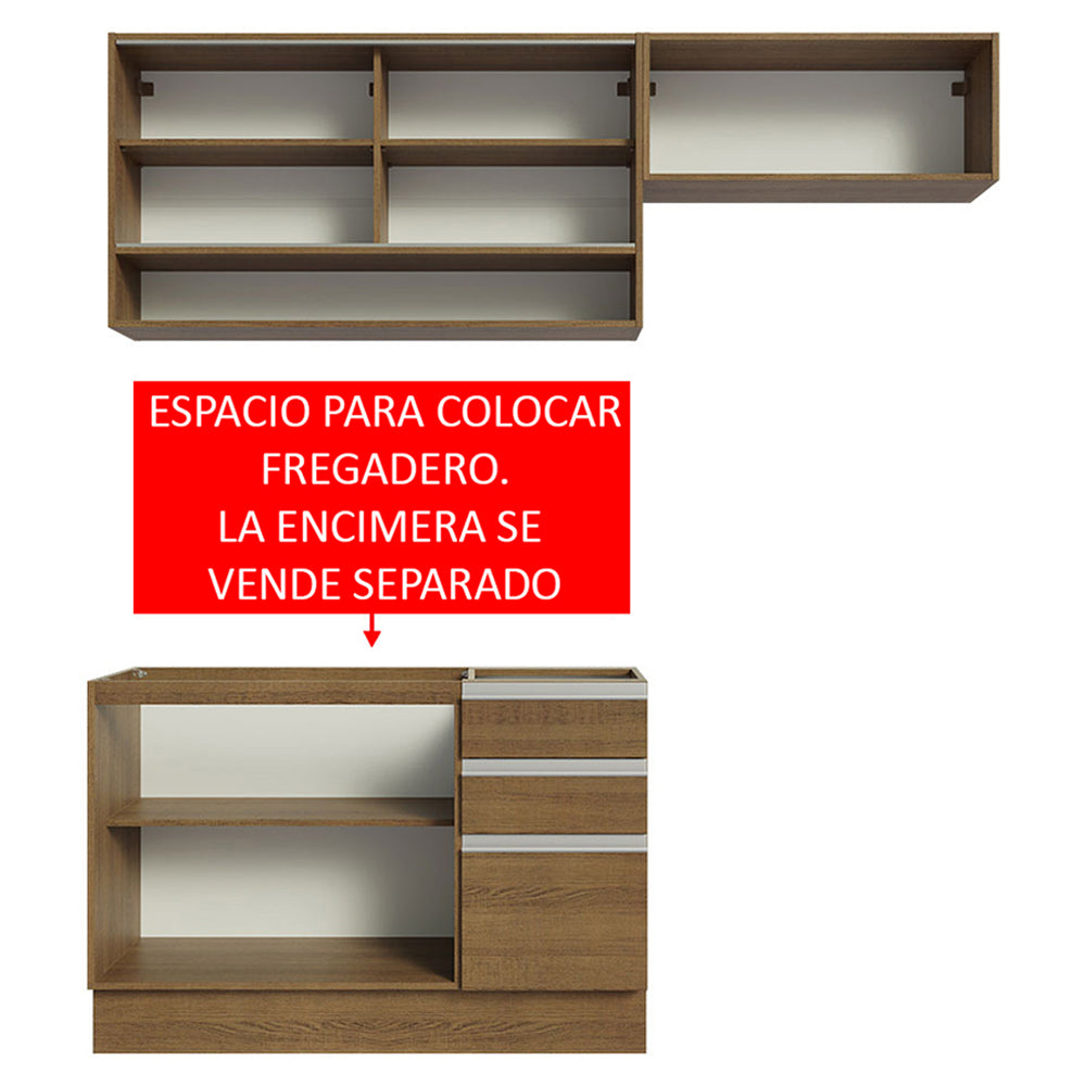 Cocina Compacta 200 cm Marrón Glamy Madesa