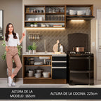 Cocina Compacta 200 cm Marrón/Negro Glamy Madesa