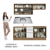 Cocina Integral con Fregadero 200cm Glamy 09 Marrón/Blanco