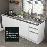 Mueble de Cocina 200cm Con Tarja Glamy Blanco