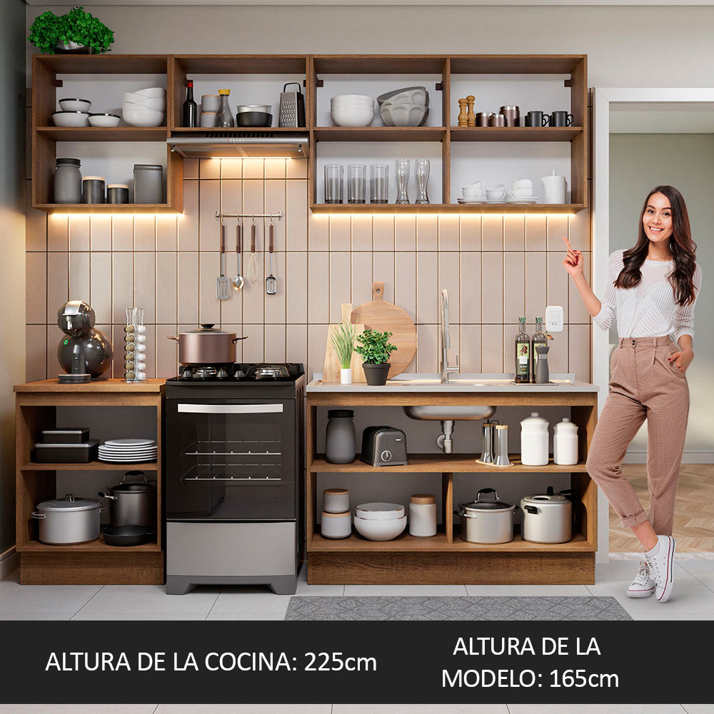 Cocina Integral 240cm Marrón Glamy 09