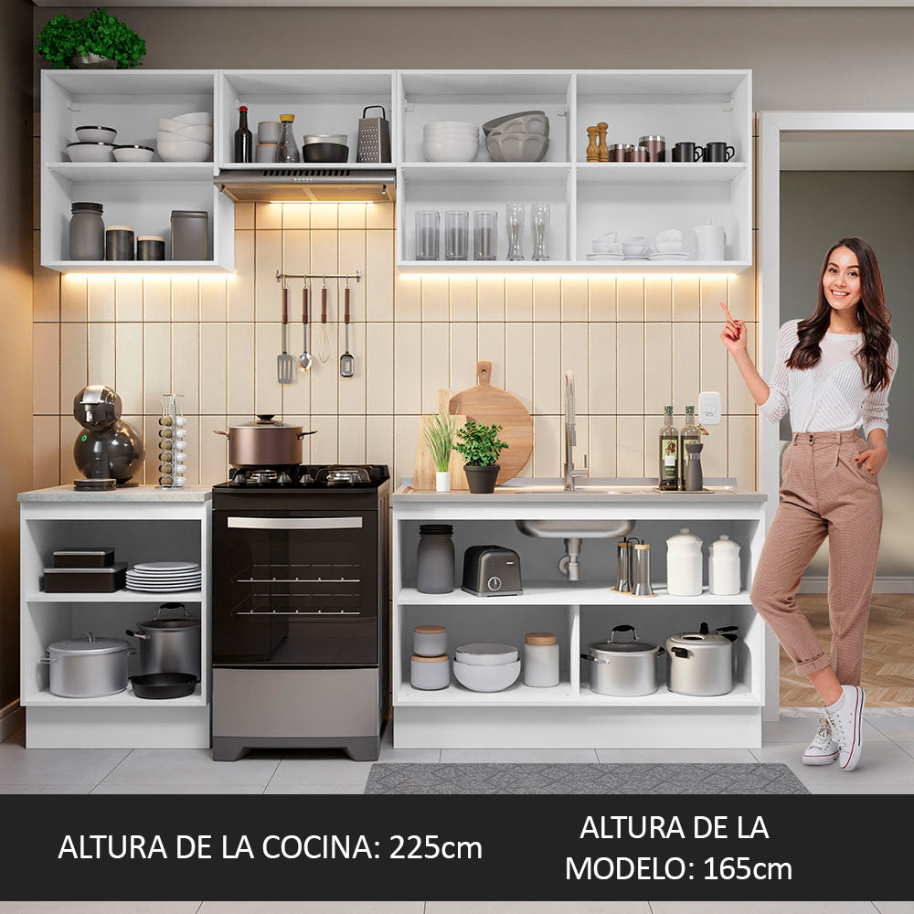 Cocina Integral 240 cm Blanco/Negro Glamy Madesa