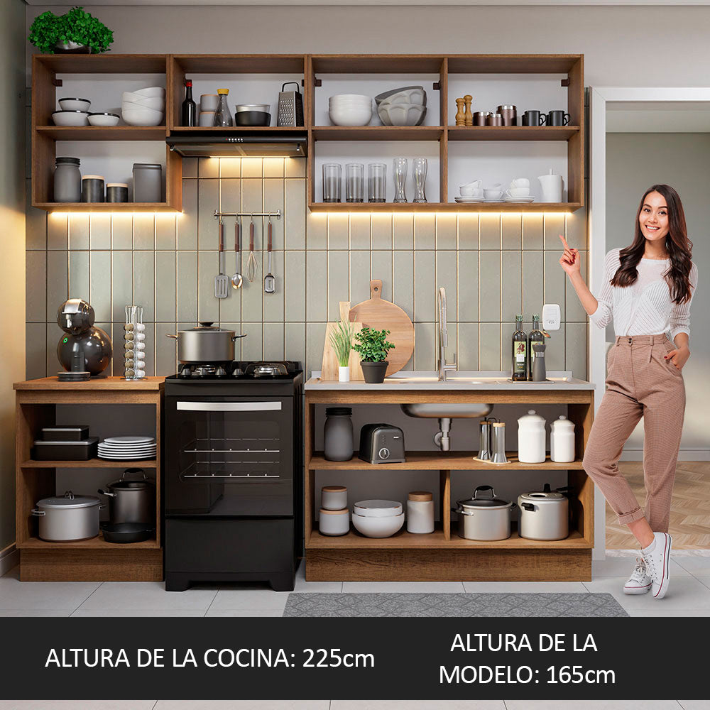 Cocina Integral 240cm Marrón/Negro Glamy 09