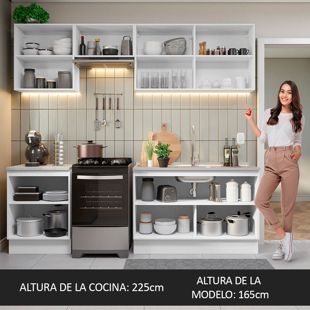 Cocina Integral 240cm Blanco/Marrón Glamy 09