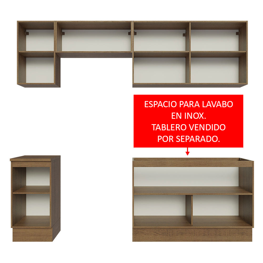 Cocina Integral 240 cm Marrón Glamy Madesa
