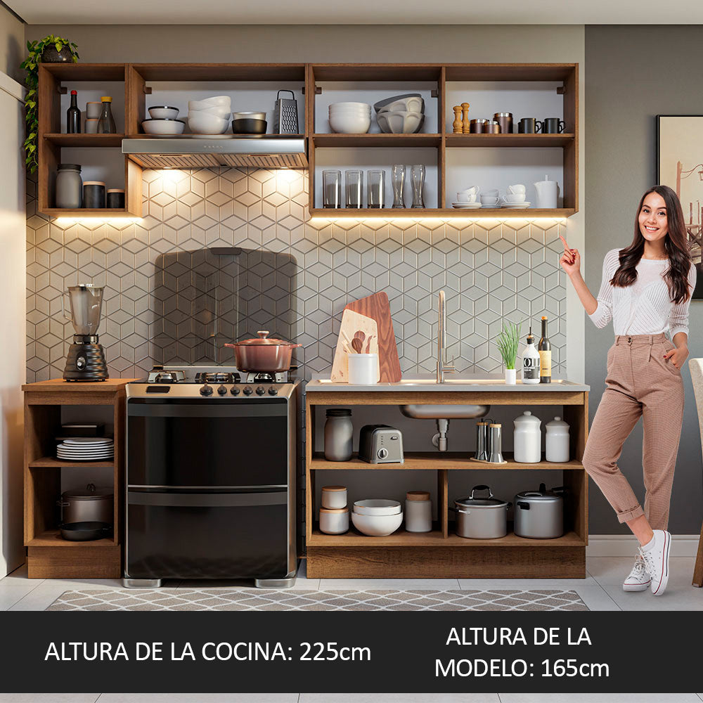 Cocina Integral 240 cm Marrón/Blanco Glamy Madesa
