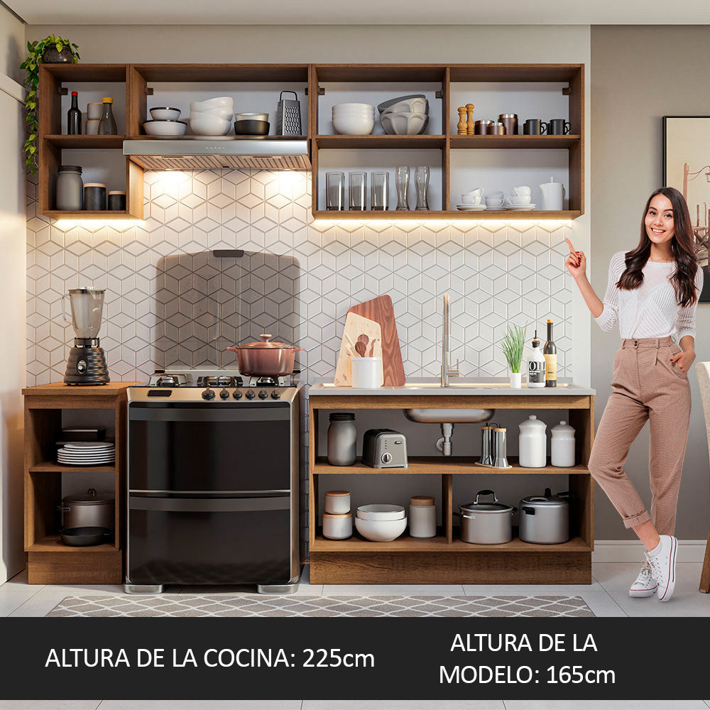 Cocina Integral 240 cm Marrón/Negro Glamy Madesa