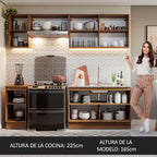 Cocina Integral 240 cm Marrón/Negro Glamy Madesa