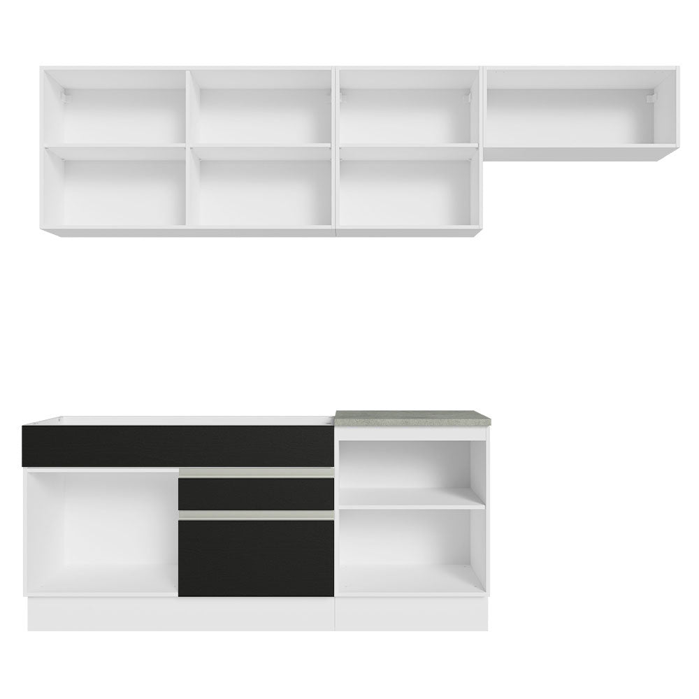 Cocina Integral 260 cm Blanco/Negro Glamy Madesa