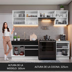 Cocina Integral 260 cm Blanco/Negro Glamy Madesa