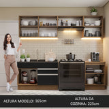 Cocina Integral 260cm Marrón/Negro Glamy 04