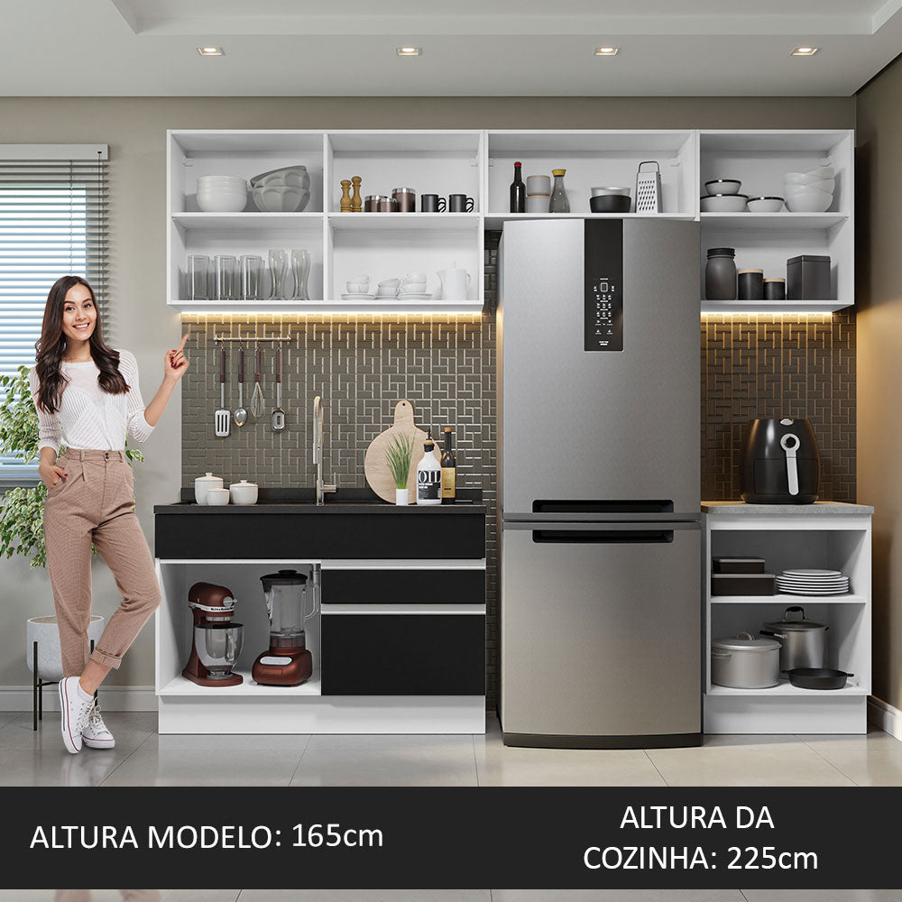 Cocina Integral 260cm Blanco/Negro Glamy 05