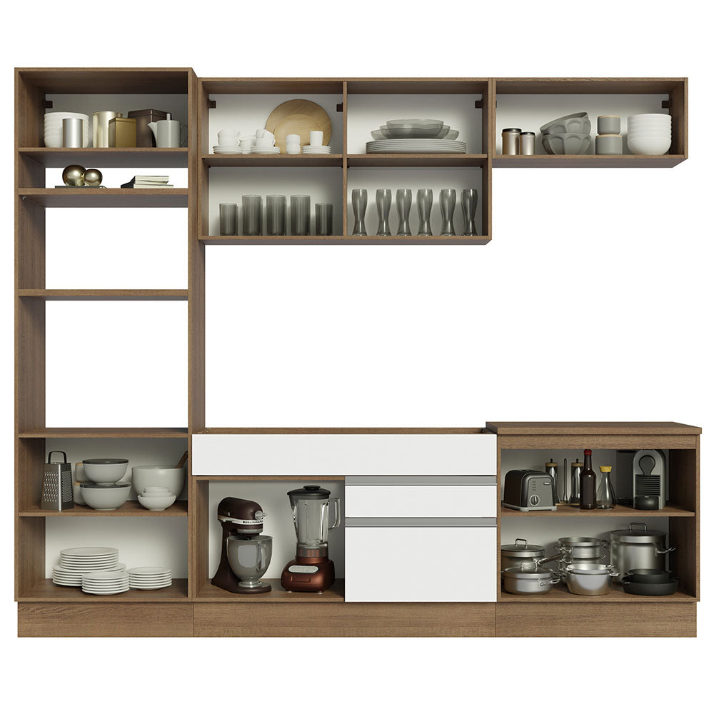 Cocina Integral 270cm Marrón/Blanco Glamy 13