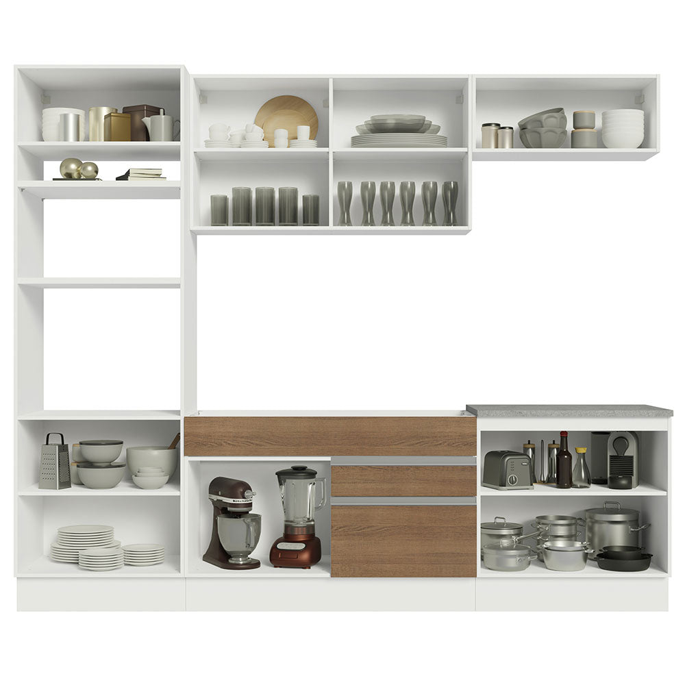 Cocina Integral 270cm Blanco/Marrón Glamy 13