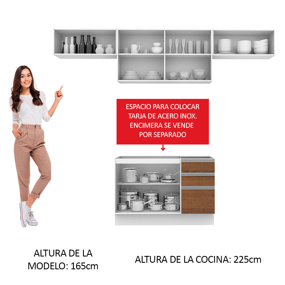 Cocina Integral 280 cm Blanco Glamy Madesa