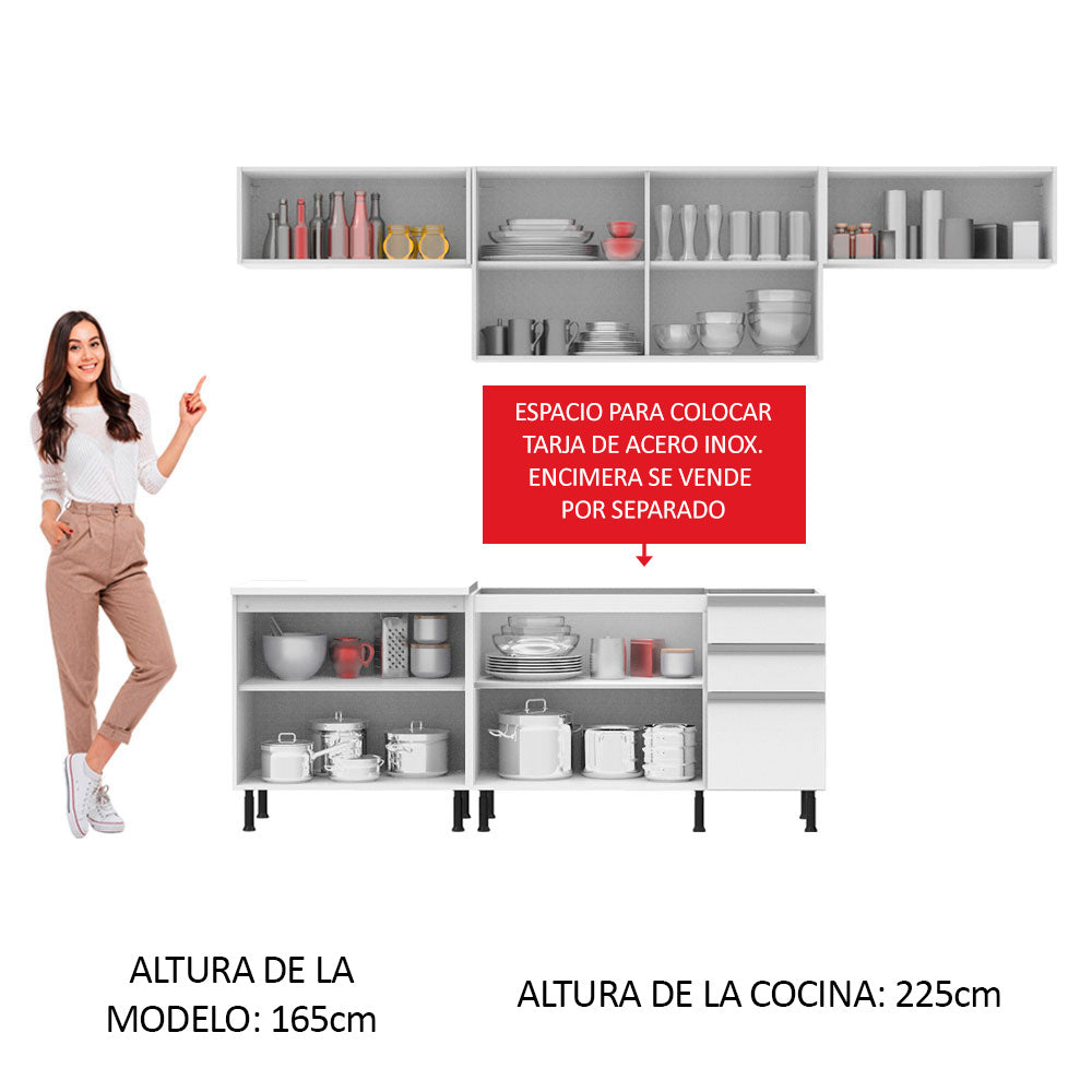 Cocina Integral 280cm Blanco Glamy 02SR
