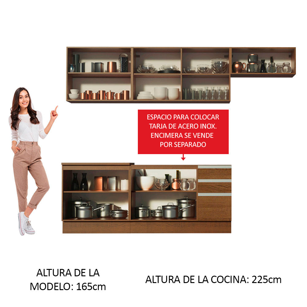 Cocina Integral 280cm Marrón Glamy 03