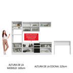 Kit Cocina Integral 385 cm y Barra de Cocina Blanco/Negro Glamy Madesa