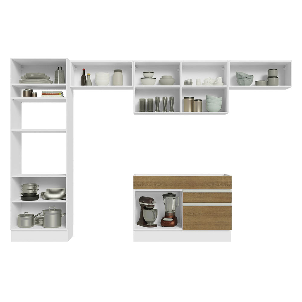 Cocina Integral 350cm Blanco/Marrón Glamy 01