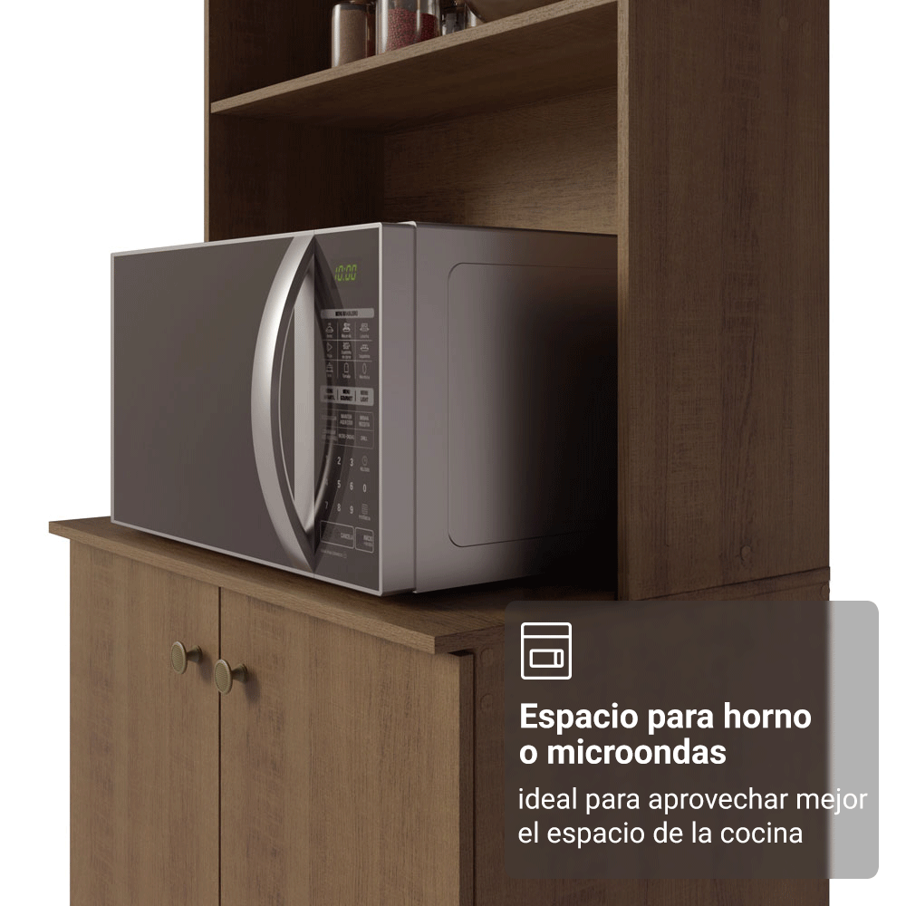 Cocina Compacta 235 cm 10 Puertas 2 Cajones Con Mueble para Horno Marrón Gourmet Madesa 01