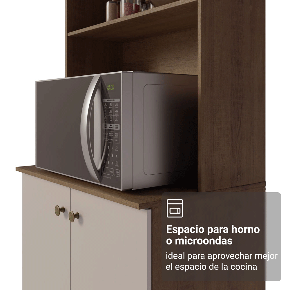 Cocina Compacta 235 cm Con Mueble para Horno Marrón/Crema Gourmet Madesa