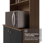 Cocina Compacta 235 cm Con Mueble para Horno Marrón/Negro Gourmet Madesa