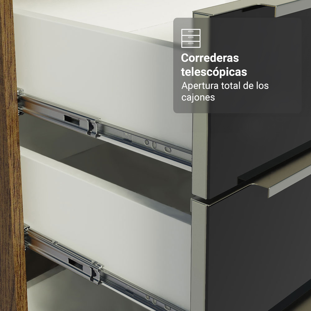 Cocina Compacta 190 cm Con Vitrina Marrón/Negro Lux Madesa